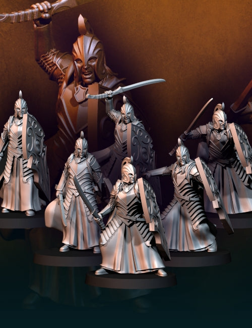 Elven warriors with swords and shields