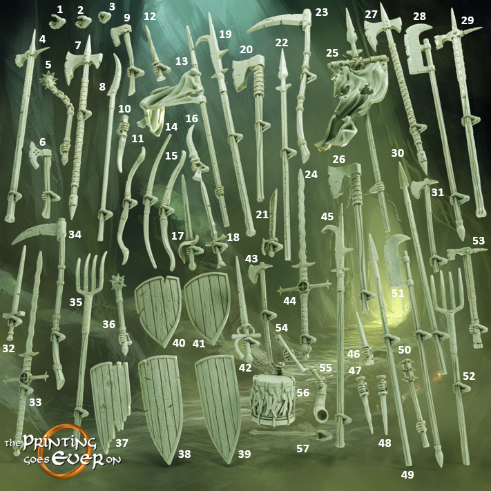 Weapons of the warriors of the army of the Dead
