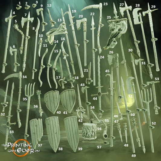Weapons of the warriors of the army of the Dead