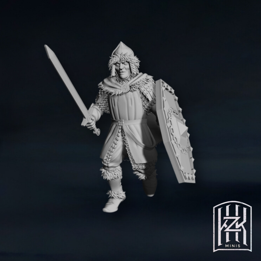 Warriors with shields of the Men of the Lake
