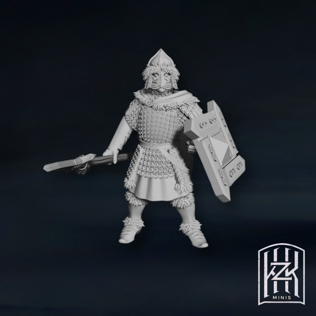 Warriors with shields of the Men of the Lake