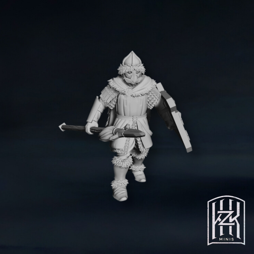 Warriors with shields of the Men of the Lake
