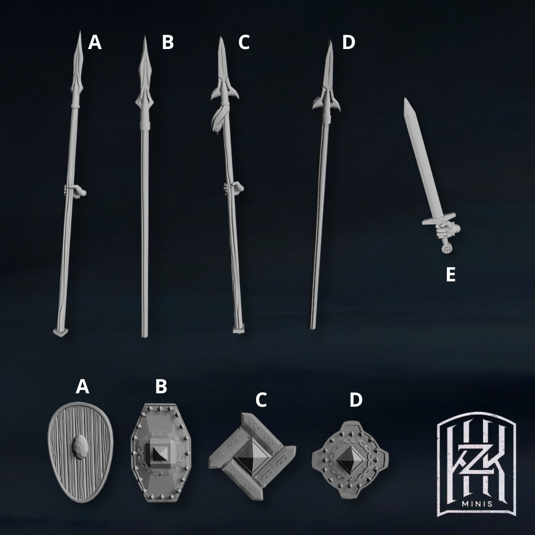 Weapons and shields of the Men of the Lake