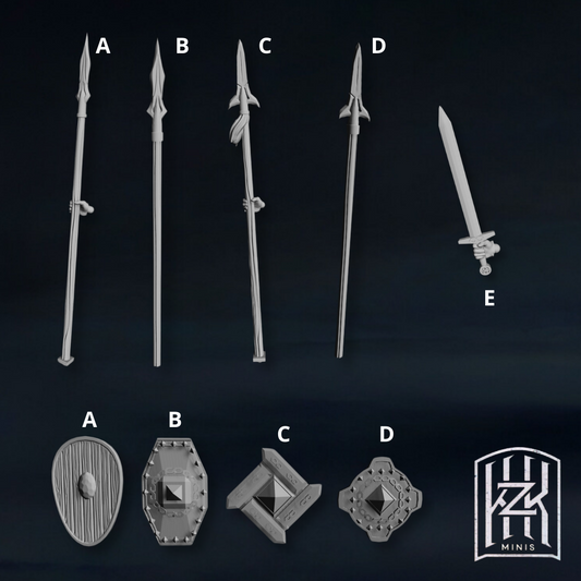 Weapons and shields of the Men of the Lake