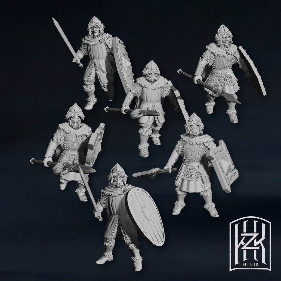 Warriors with shields of the Men of the Lake