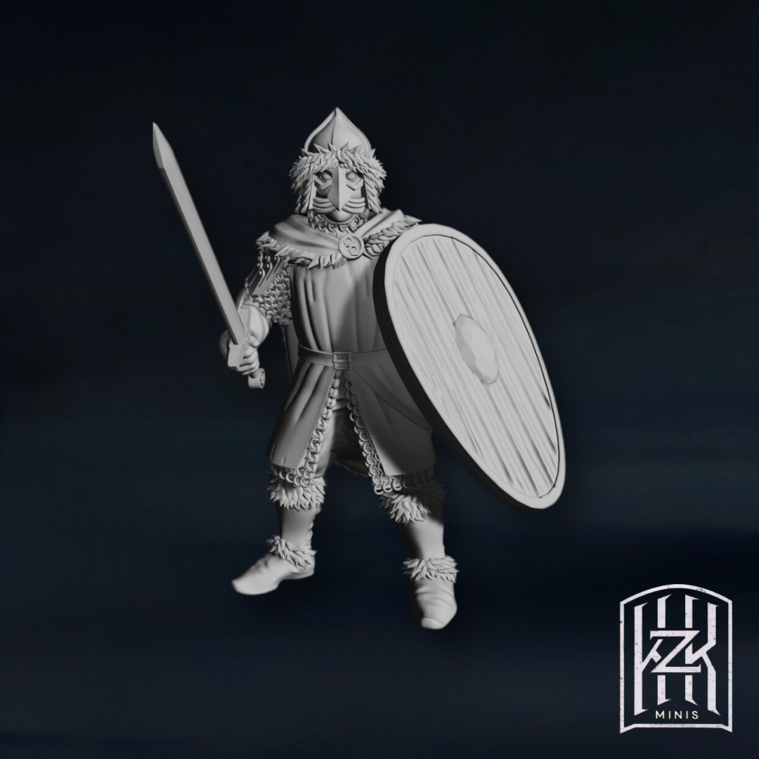 Warriors with shields of the Men of the Lake