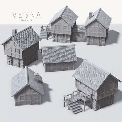 Set of 6 village houses